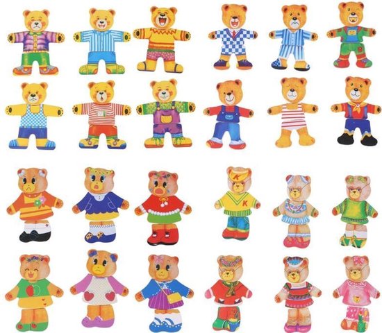 Drewniane Puzzle - TeddyDress Puzzle do Przebierania, Misie, Drewno, 2+ Lata