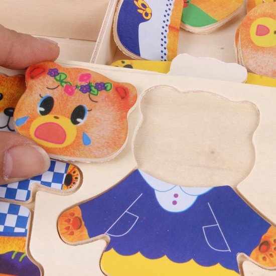 Drewniane Puzzle - TeddyDress Puzzle do Przebierania, Misie, Drewno, 2+ Lata