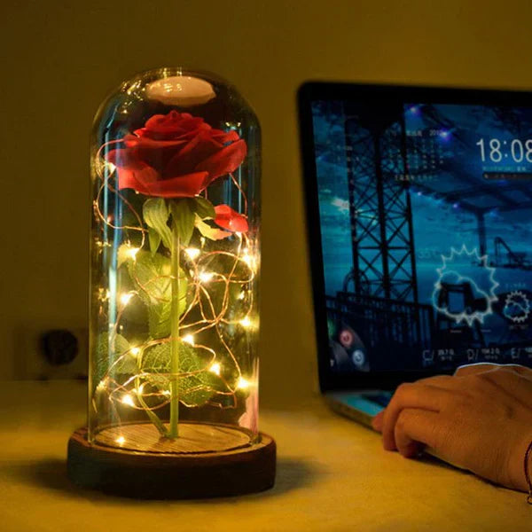 EternaGlow Wieczna Róża z LED pod Kloszem – Romantyczny Prezent na Dzień Matki i Walentynki