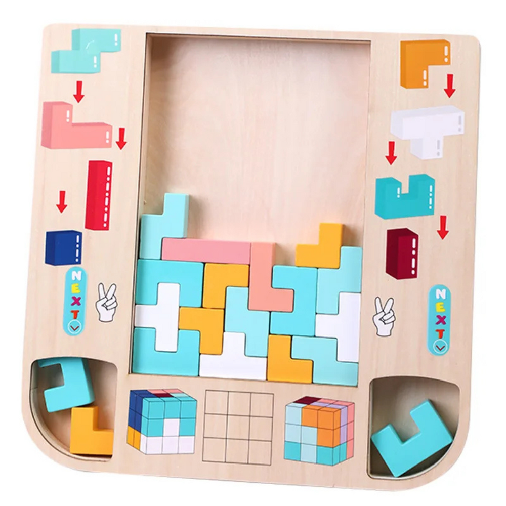 Drewniana Układanka dla Dzieci – Puzzle z Klockami i Gra Logiczna (3+)