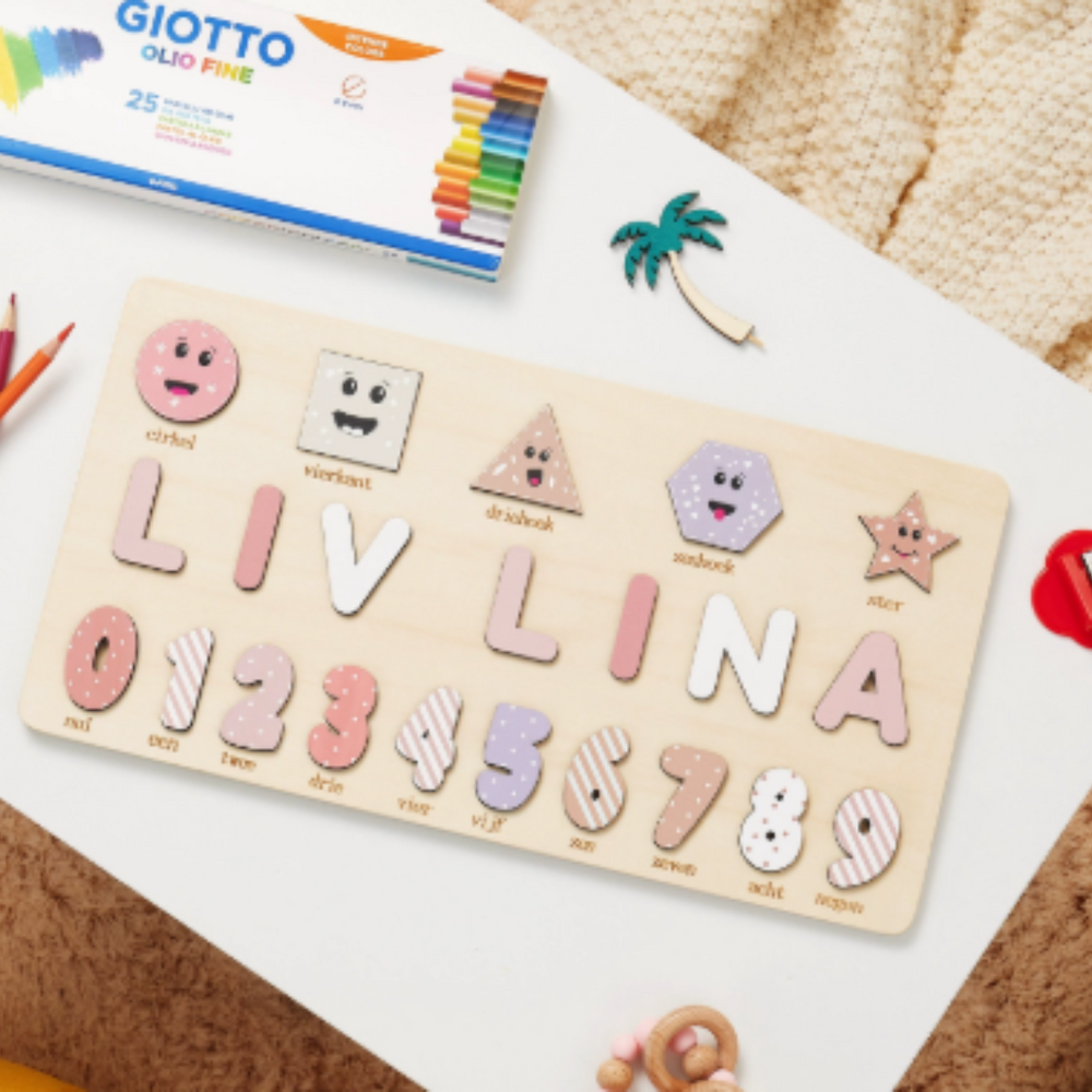 Personalizowana Drewniana Układanka z Imieniem – Edukacyjna Zabawka Prezent dla Dziecka