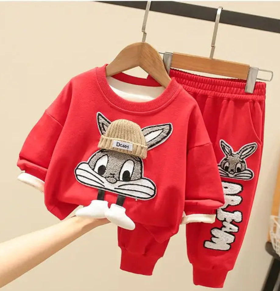 Unisex Ciepły Komplet Bluza i Spodnie z Króliczkiem (2-częściowy)
