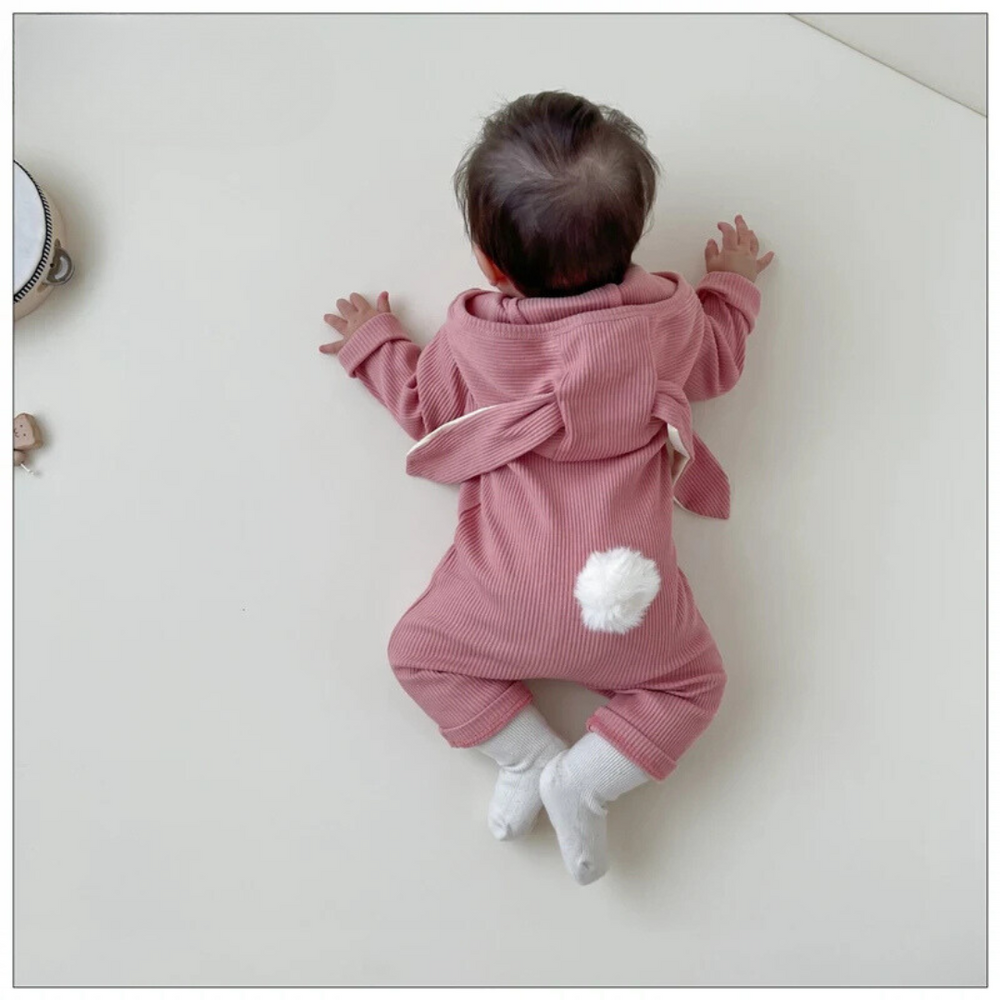 Luvello BunnySnug Pajacyk dla Niemowląt z Króliczymi Uszkami – Miękkie Bawełniane Body Unisex (Rozmiar 66–90)