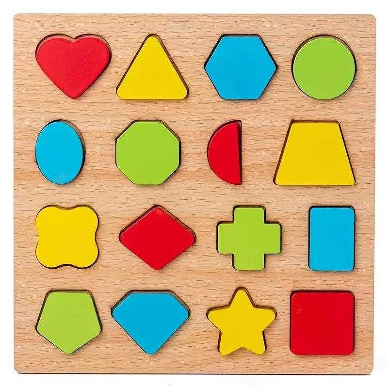 Drewniane Edukacyjne Puzzle dla Małych Dzieci – Litery, Cyfry i Kształty – Bezpieczna Zabawka Edukacyjna dla Dzieci od 3 Lat