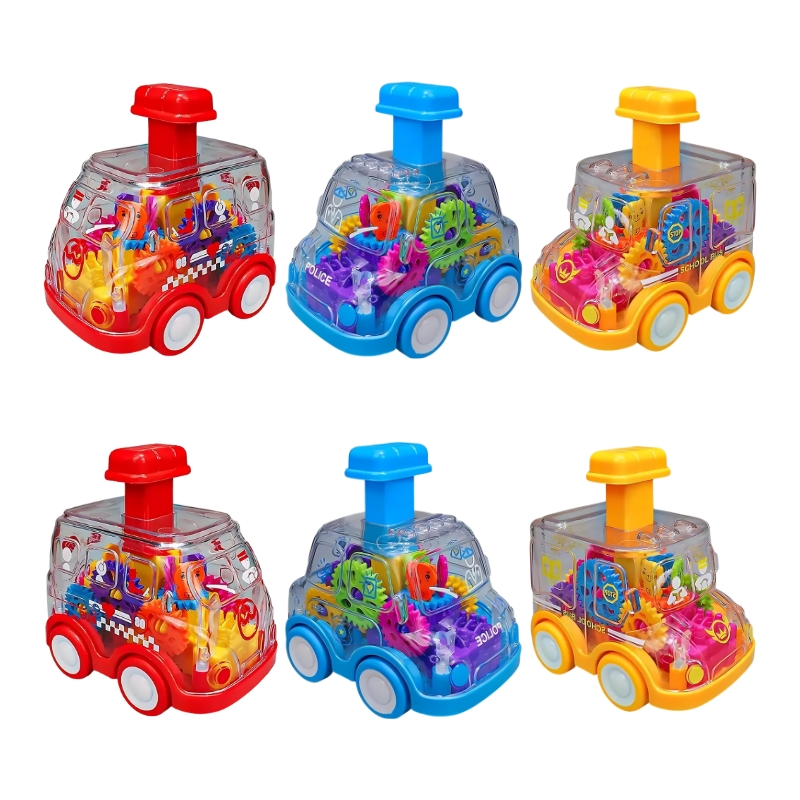 Edukacyjny Samochodzik – Świecące Koła Zębate & Push-and-Go dla 1-3 Lat