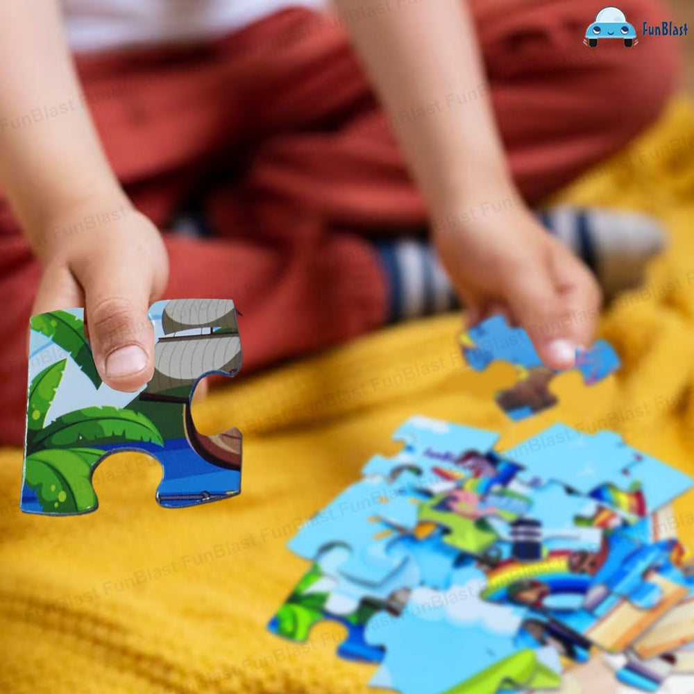 Zestaw 4 Puzzli dla Dzieci – 96 Elementów Edukacyjnych Puzzli ze Zwierzętami i Pojazdami