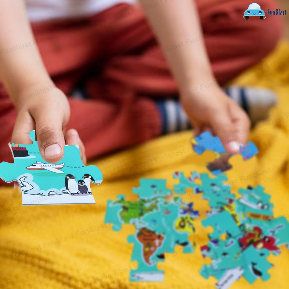 Drewniane Puzzle Mapa Świata – Edukacyjna Zabawka dla Dzieci 30 Elementów (3+ Lata)