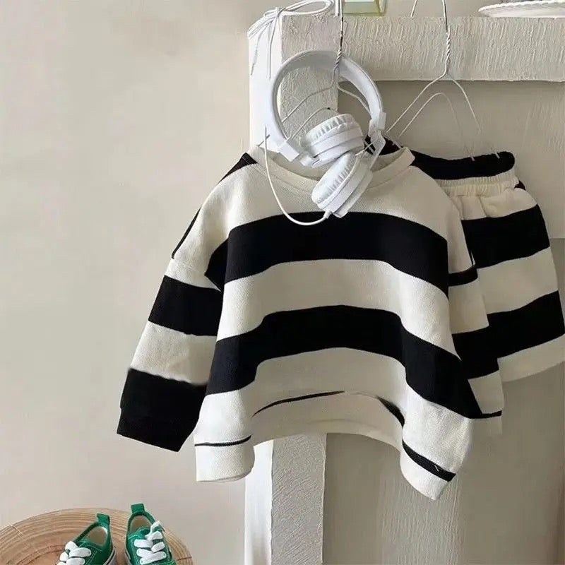 Krótki Dres z Paskami - MoreForMini Maluch, Przedszkolak, Dziewczynki, Zielony/Czarny Bawełna, Rozmiar 1-6 L