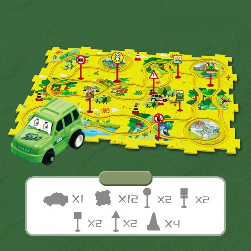 CleverKids Edukacyjny Zestaw Puzzli z Pojazdami – Interaktywna Mata do Zabawy