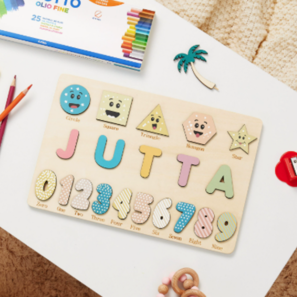 Personalizowana Drewniana Układanka z Imieniem – Edukacyjna Zabawka Prezent dla Dziecka