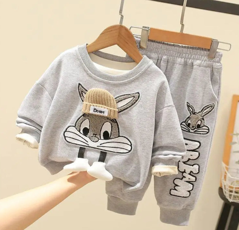 Unisex Ciepły Komplet Bluza i Spodnie z Króliczkiem (2-częściowy)