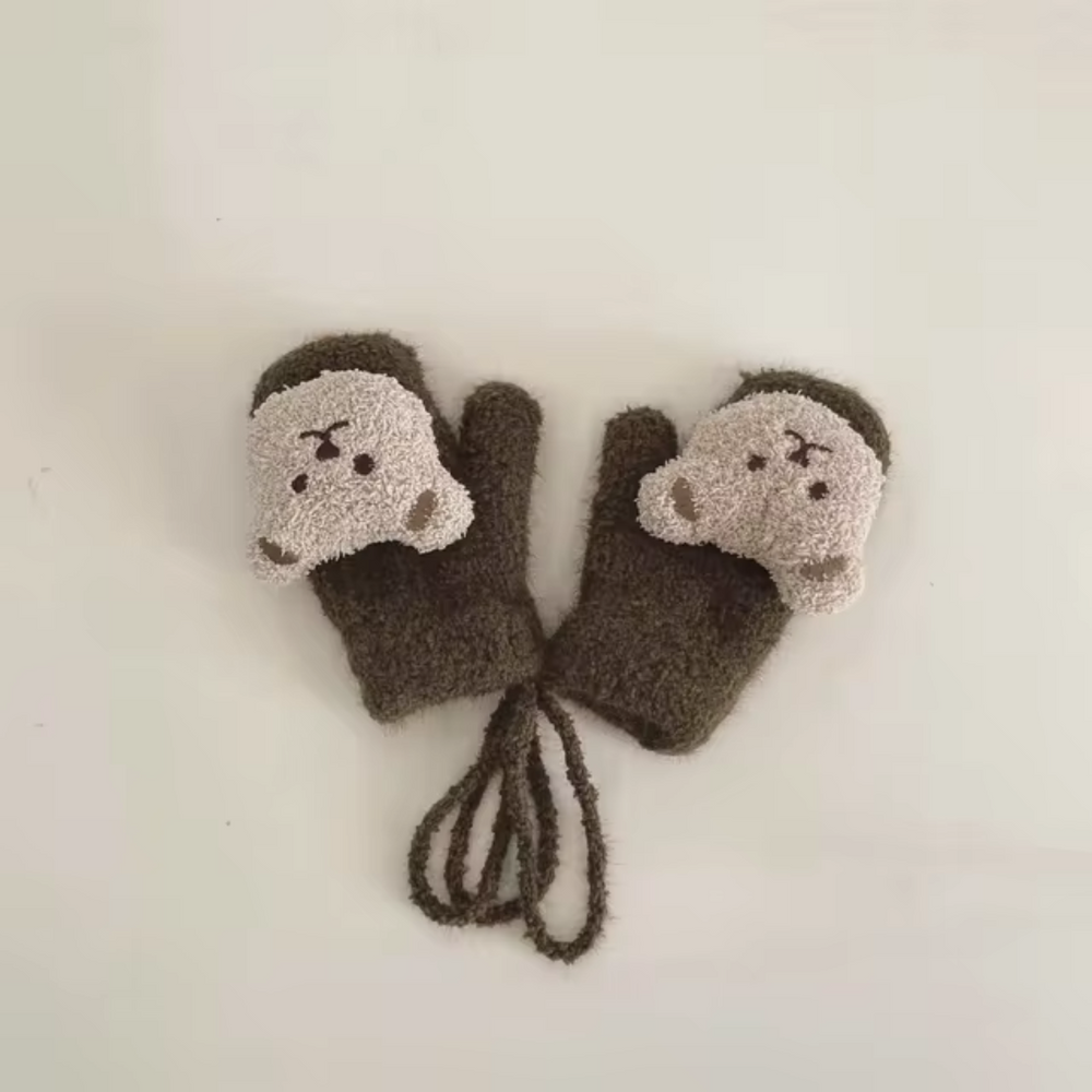 LittleCub Mittens – Ciepłe i Urocze Dziane Rękawiczki dla Niemowląt i Maluchów z Motywem Misia na Jesień i Zimę