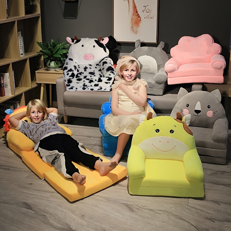 Dziecięca Sofa Rozkładana Pluszowa – Zmywalna Kanapa 2-8 Lat Składana