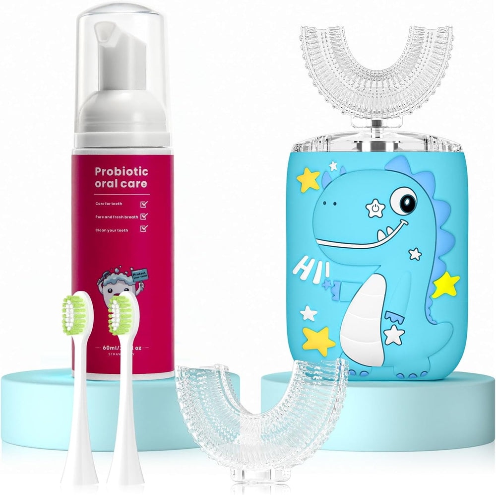 Elektryczna Szczoteczka do Zębów dla Dzieci z Główką U 360° i Pastą | RoarClean Junior SonicBrush – Miękka, Wodoodporna i z 6 Trybami Czyszczenia