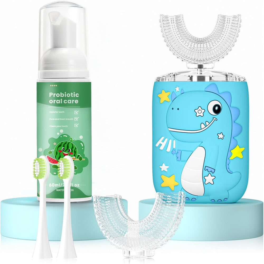 Elektryczna Szczoteczka do Zębów dla Dzieci z Główką U 360° i Pastą | RoarClean Junior SonicBrush – Miękka, Wodoodporna i z 6 Trybami Czyszczenia