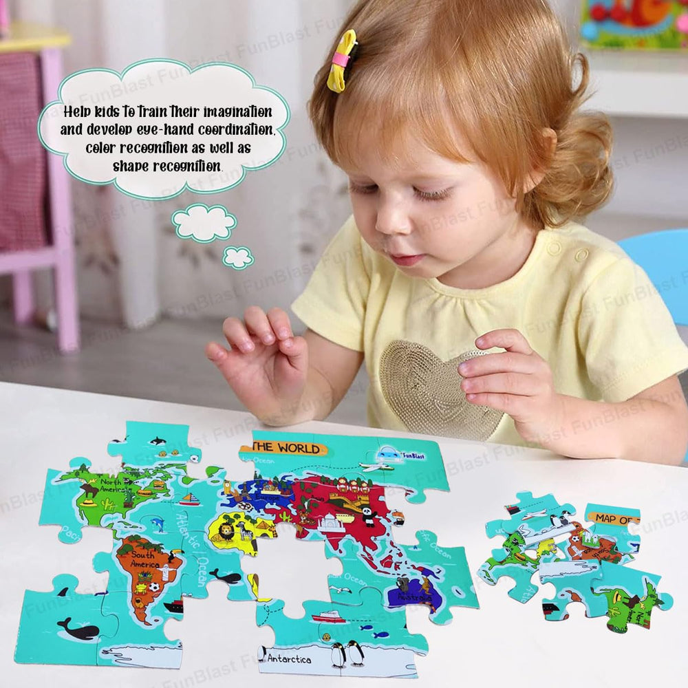 Drewniane Puzzle Mapa Świata – Edukacyjna Zabawka dla Dzieci 30 Elementów (3+ Lata)