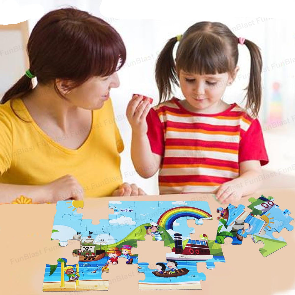 Zestaw 4 Puzzli dla Dzieci – 96 Elementów Edukacyjnych Puzzli ze Zwierzętami i Pojazdami