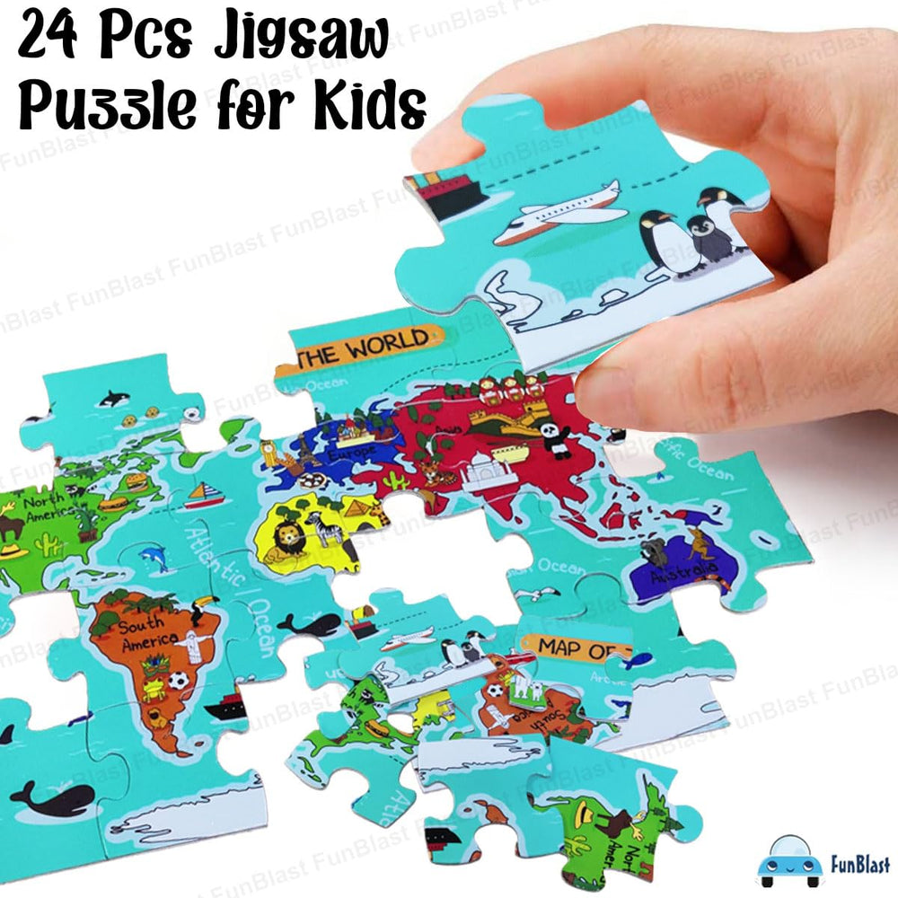 Drewniane Puzzle Mapa Świata – Edukacyjna Zabawka dla Dzieci 30 Elementów (3+ Lata)