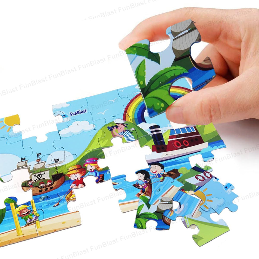 Zestaw 4 Puzzli dla Dzieci – 96 Elementów Edukacyjnych Puzzli ze Zwierzętami i Pojazdami