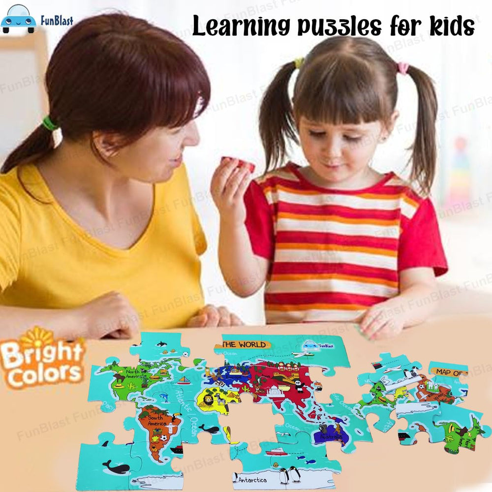 Drewniane Puzzle Mapa Świata – Edukacyjna Zabawka dla Dzieci 30 Elementów (3+ Lata)