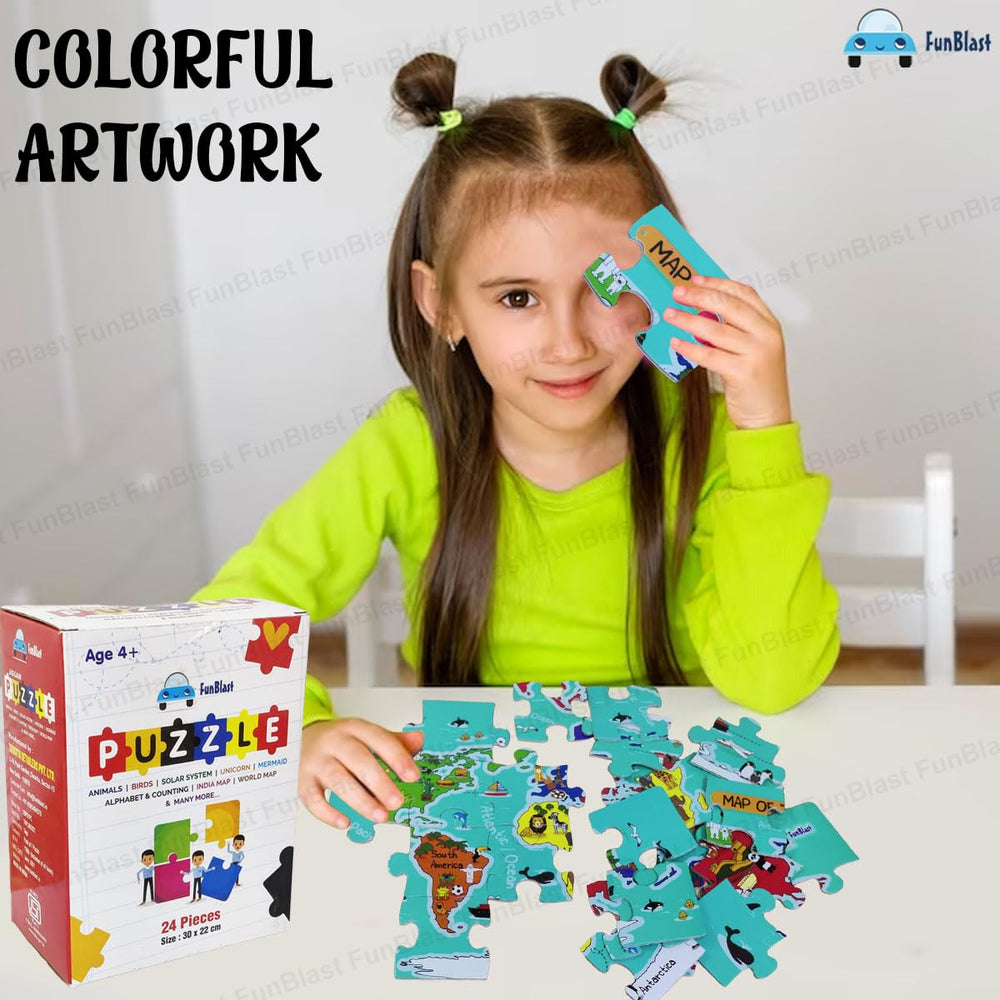 Drewniane Puzzle Mapa Świata – Edukacyjna Zabawka dla Dzieci 30 Elementów (3+ Lata)
