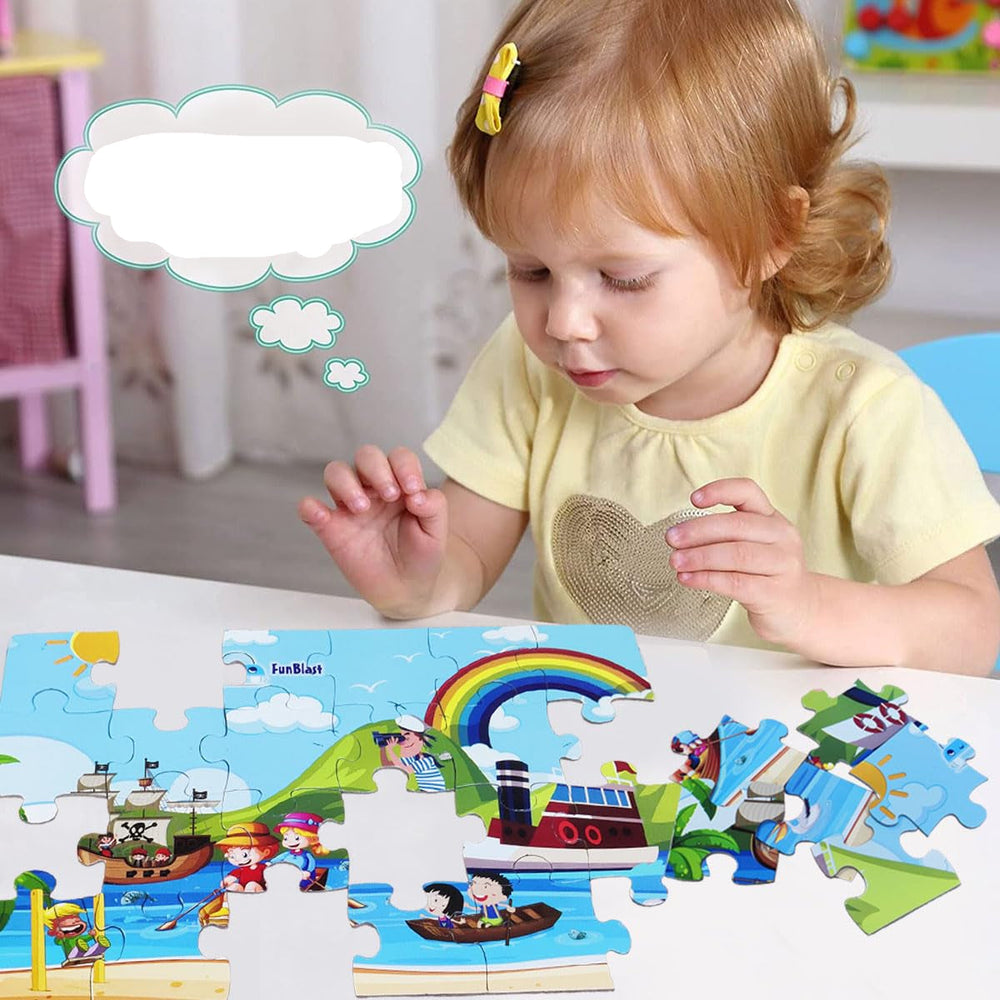 Zestaw 4 Puzzli dla Dzieci – 96 Elementów Edukacyjnych Puzzli ze Zwierzętami i Pojazdami