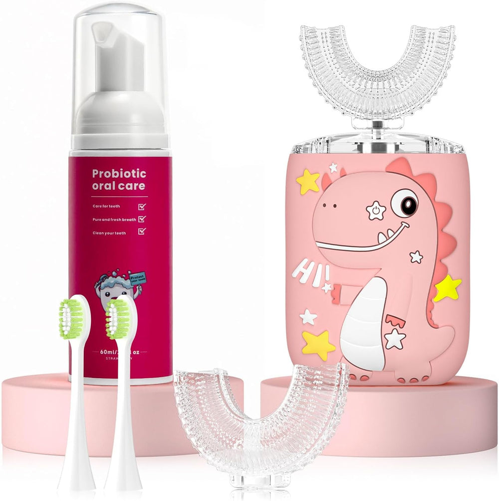 Elektryczna Szczoteczka do Zębów dla Dzieci z Główką U 360° i Pastą | RoarClean Junior SonicBrush – Miękka, Wodoodporna i z 6 Trybami Czyszczenia