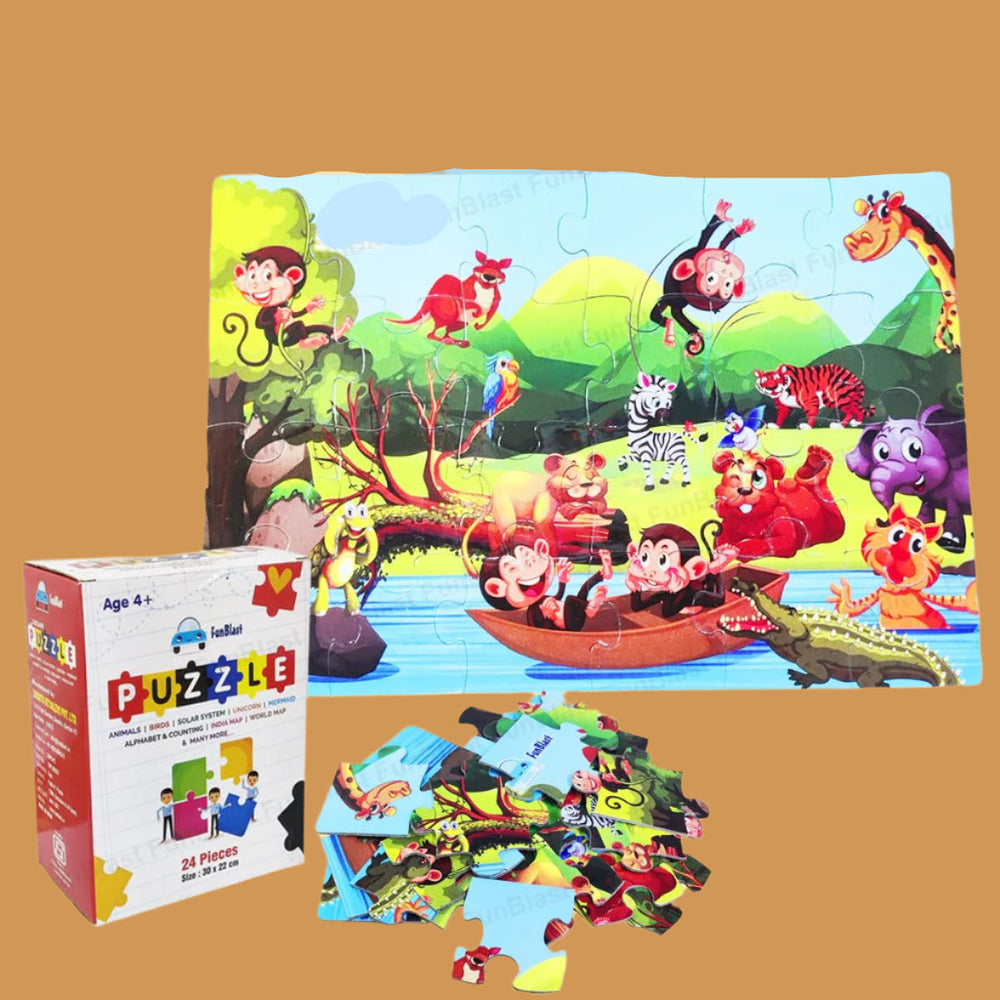 Puzzle Dla Dzieci Dzikie Zwierzęta – 24 Elementy Zabawka Edukacyjna 3+