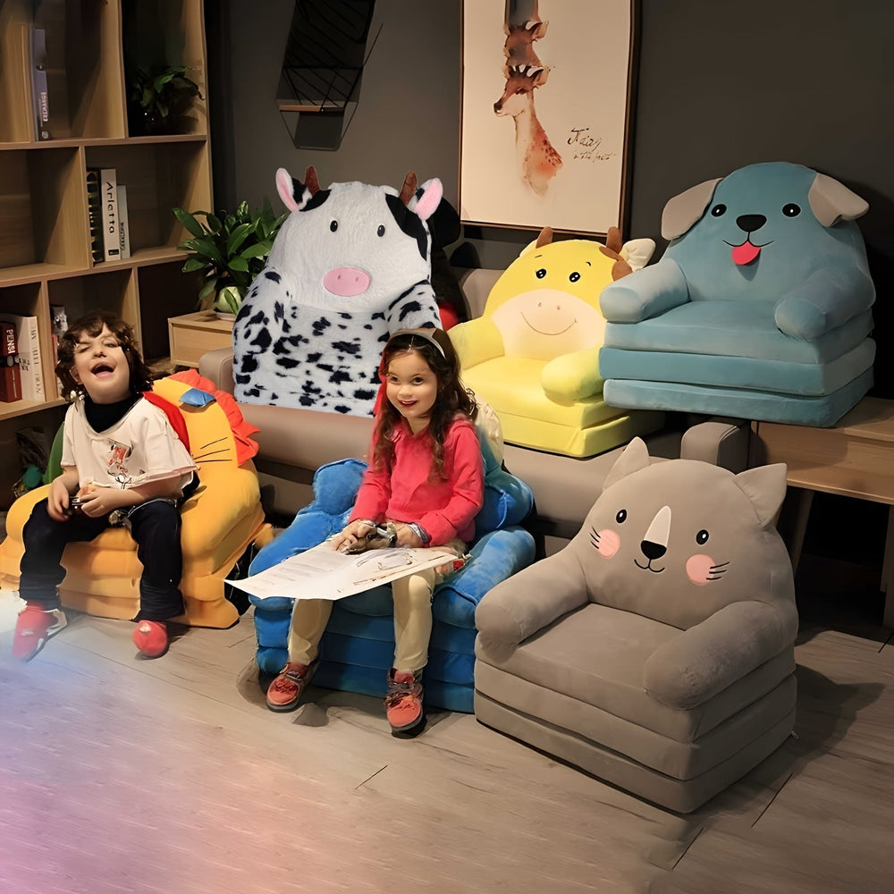 Dziecięca Sofa Rozkładana Pluszowa – Zmywalna Kanapa 2-8 Lat Składana