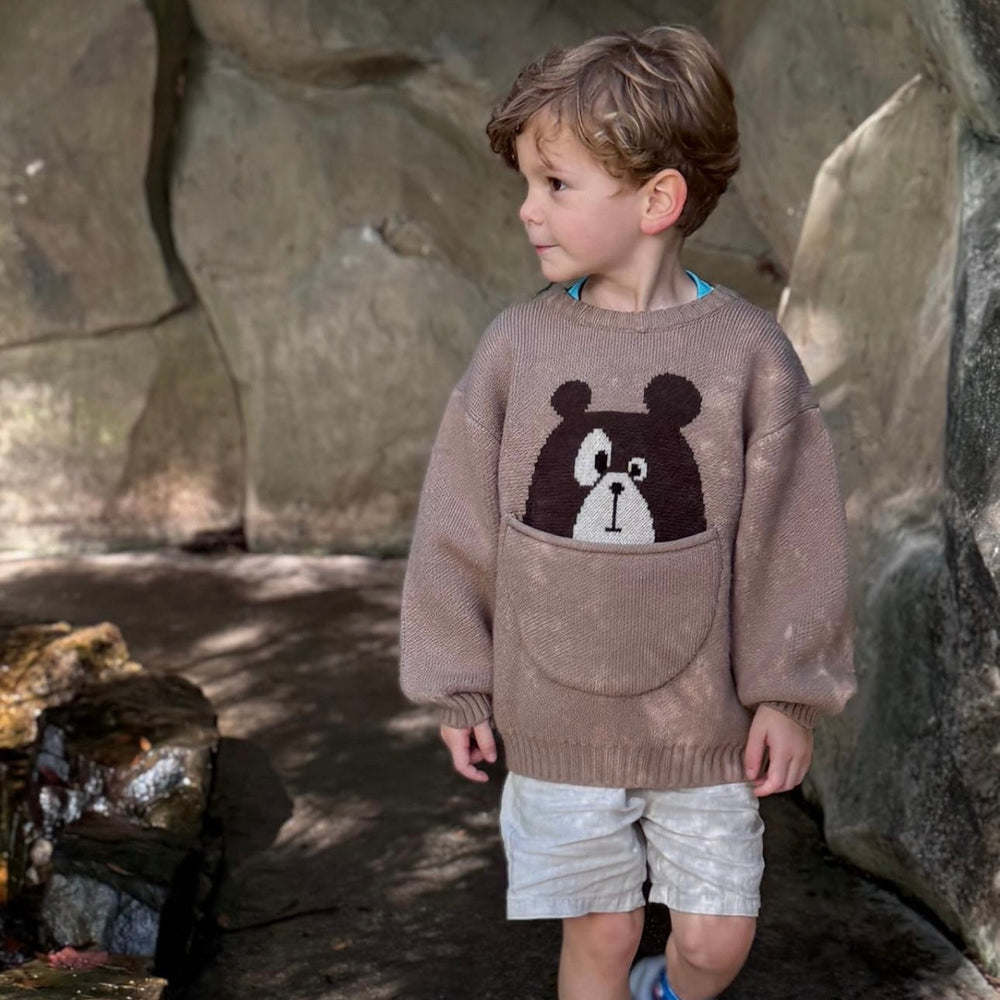 Unisex Dziecięcy Sweter Zimowy ze Zwierzątkami – Ciepły Dziergany Sweterek