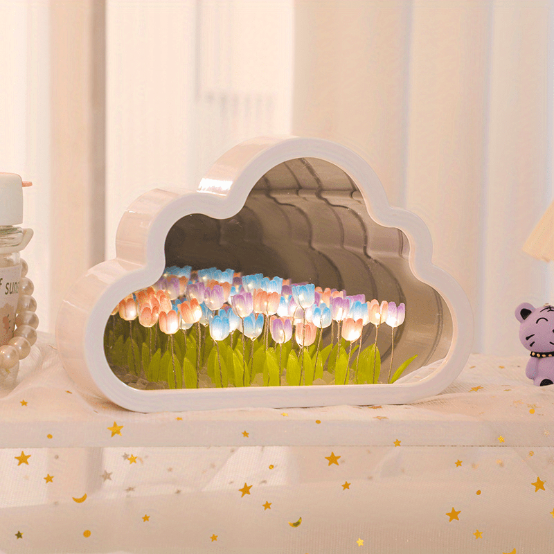 Lampka Nocna Cloud Tulip – Nastrojowe Światło Tulipanowe do Pokoju Dziecięcego i Salonu, Kojąca Dekoracja LED