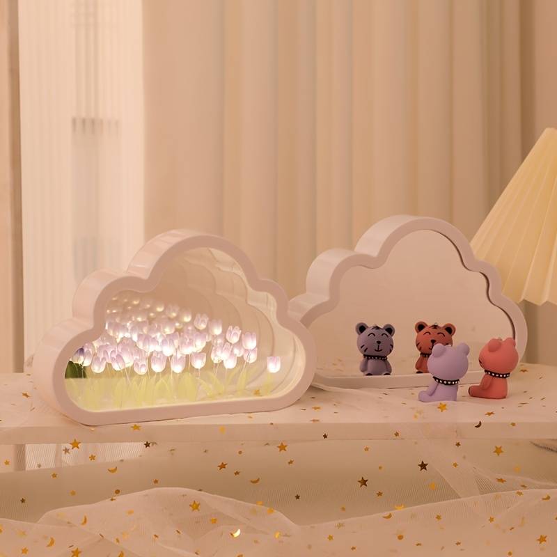 Lampka Nocna Cloud Tulip – Nastrojowe Światło Tulipanowe do Pokoju Dziecięcego i Salonu, Kojąca Dekoracja LED