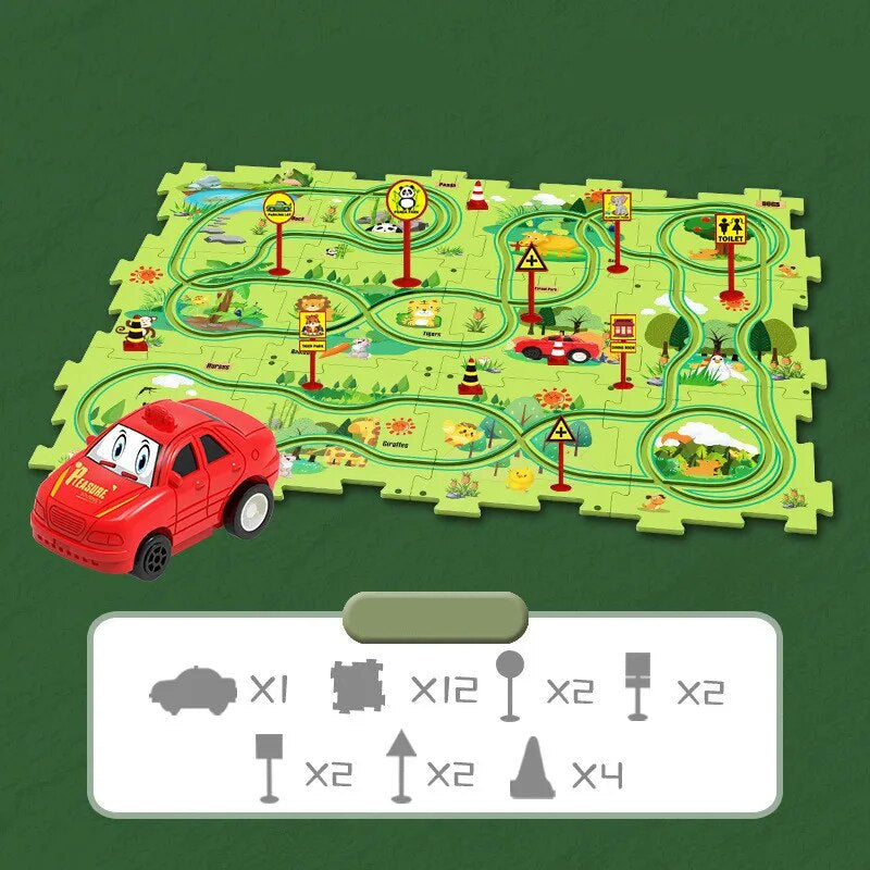 CleverKids Edukacyjny Zestaw Puzzli z Pojazdami – Interaktywna Mata do Zabawy