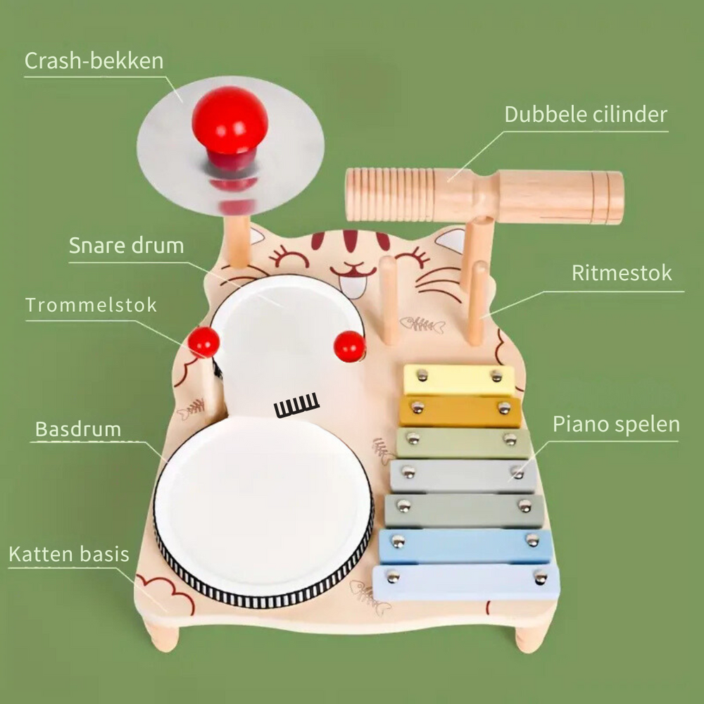 Arvello Play RhythmCraft Drewniana Perkusja dla Dzieci – Zabawka Muzyczna z Ksylofonem dla Maluchów od 3 Lat