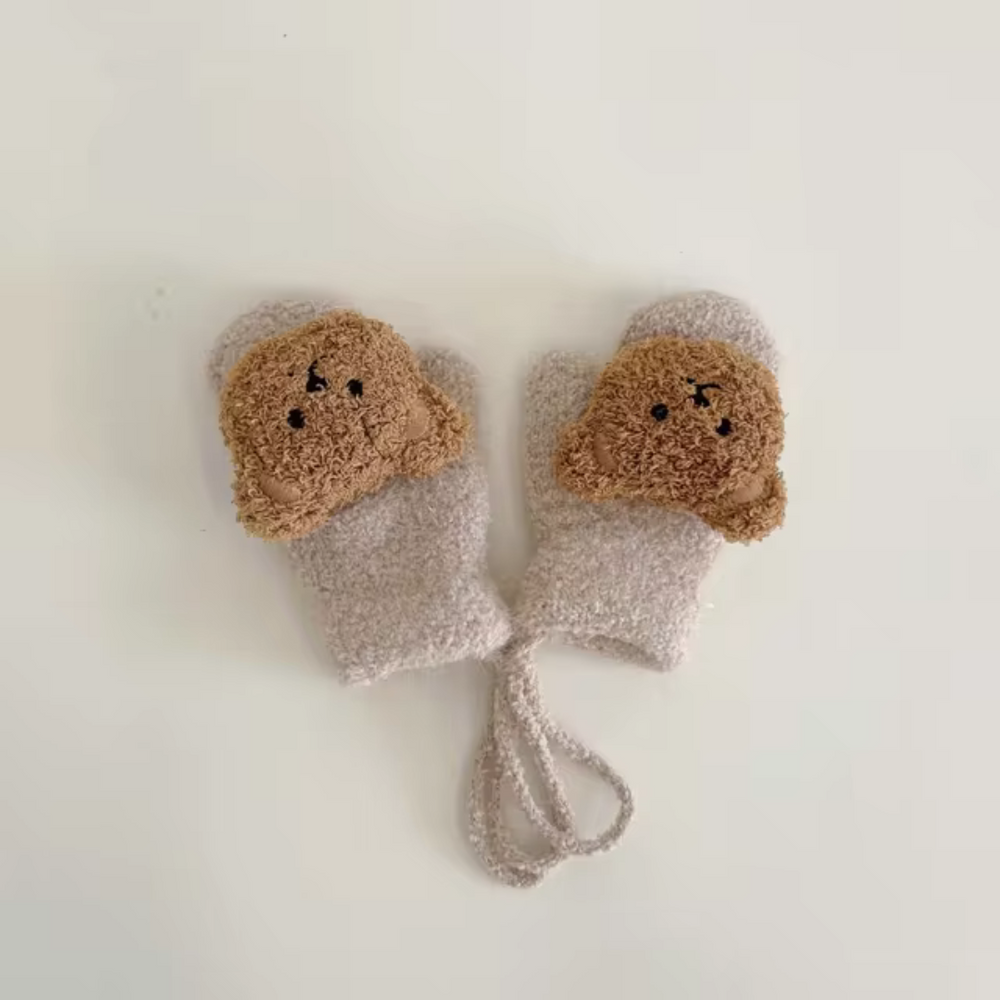 LittleCub Mittens – Ciepłe i Urocze Dziane Rękawiczki dla Niemowląt i Maluchów z Motywem Misia na Jesień i Zimę