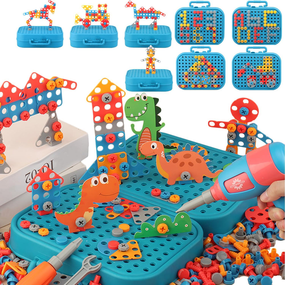 Zestaw Konstrukcyjny STEM Mozaika z Elektryczną Wiertarką – MegaMosaic Builder Set Kreatywna Zabawka 3+