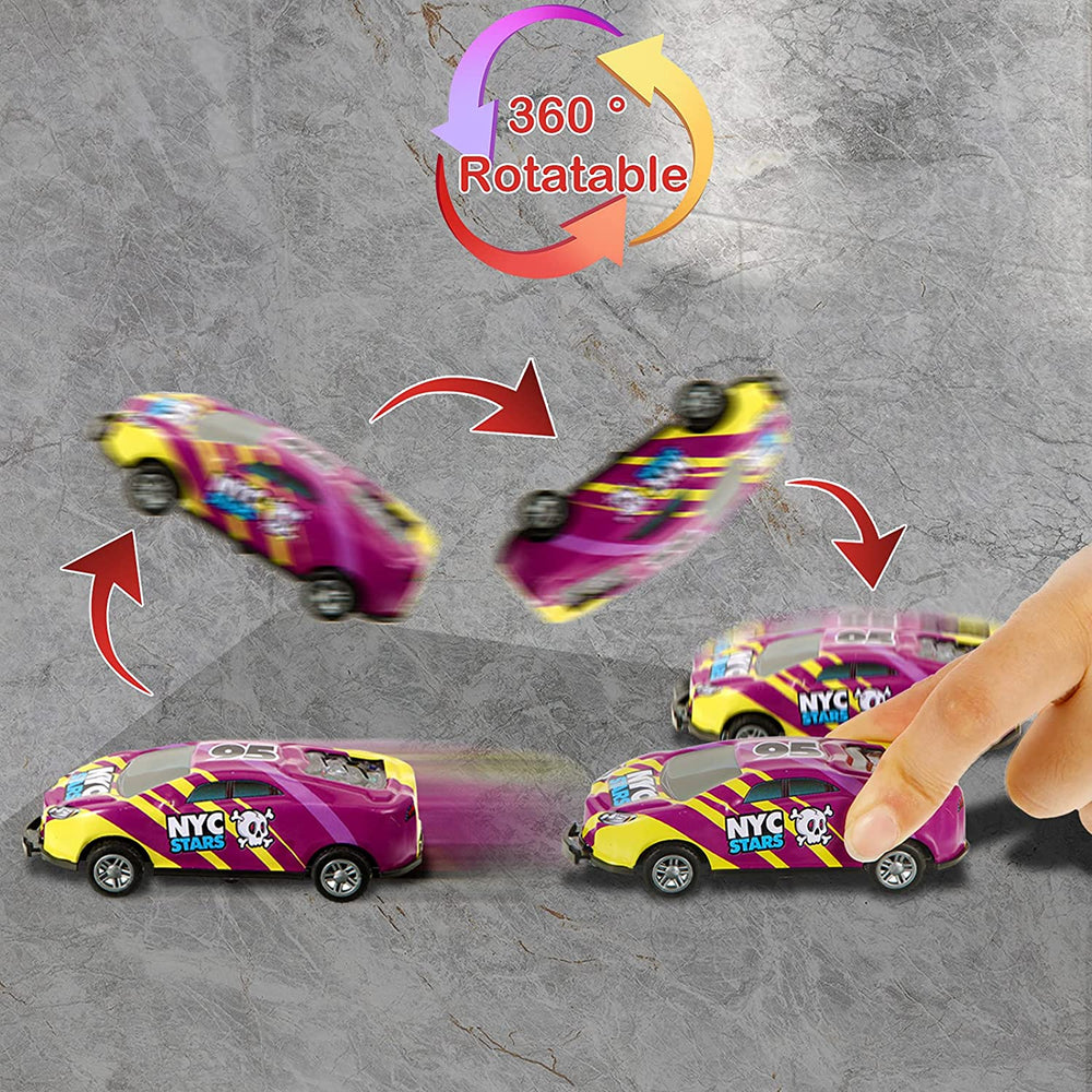 TurboStunt Racers – 8 Samojezdnych Kaskaderskich Samochodów dla Dzieci | Bezpieczna i Wytrzymała Zabawka