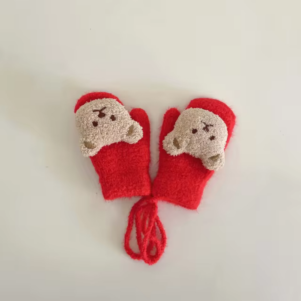 LittleCub Mittens – Ciepłe i Urocze Dziane Rękawiczki dla Niemowląt i Maluchów z Motywem Misia na Jesień i Zimę