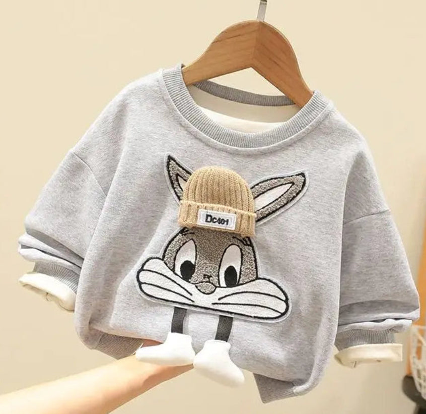 Unisex Ciepły Komplet Bluza i Spodnie z Króliczkiem (2-częściowy)