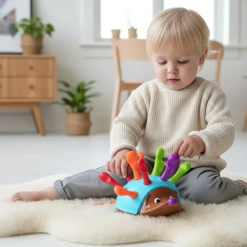 Sensoryczny Jeż dla Dzieci – Edukacyjna Zabawka Rozwijająca Motorykę Małą, Rozpoznawanie Kolorów i Umiejętności Liczenia – Bezpieczna i Trwała – Od 2 Lat