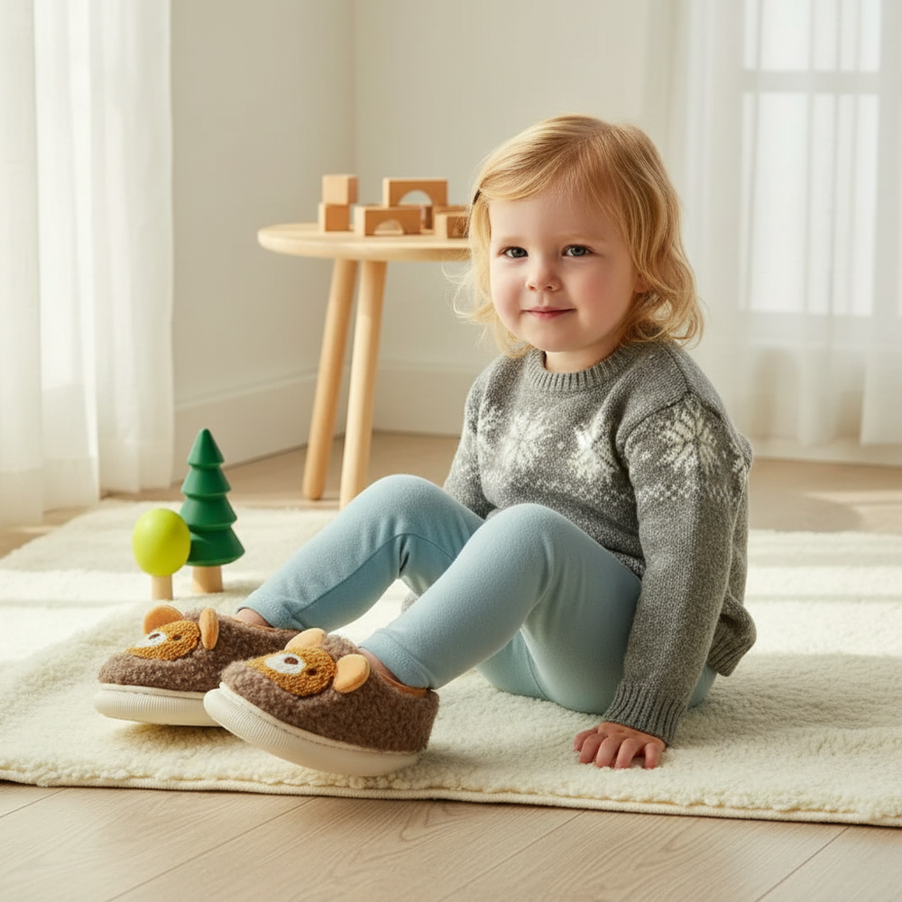 CozyBear Kapcie Antypoślizgowe dla Dzieci – Ciepłe i Bezpieczne (3-4 L)