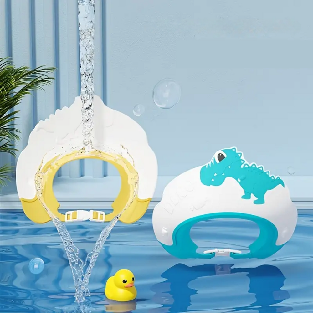 DinoSplash Czapeczka Kąpielowa dla Niemowląt – Ochrona przed Szamponem i Wodą dla Niemowląt i Maluchów