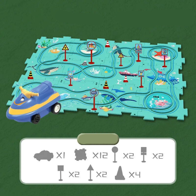 CleverKids Edukacyjny Zestaw Puzzli z Pojazdami – Interaktywna Mata do Zabawy