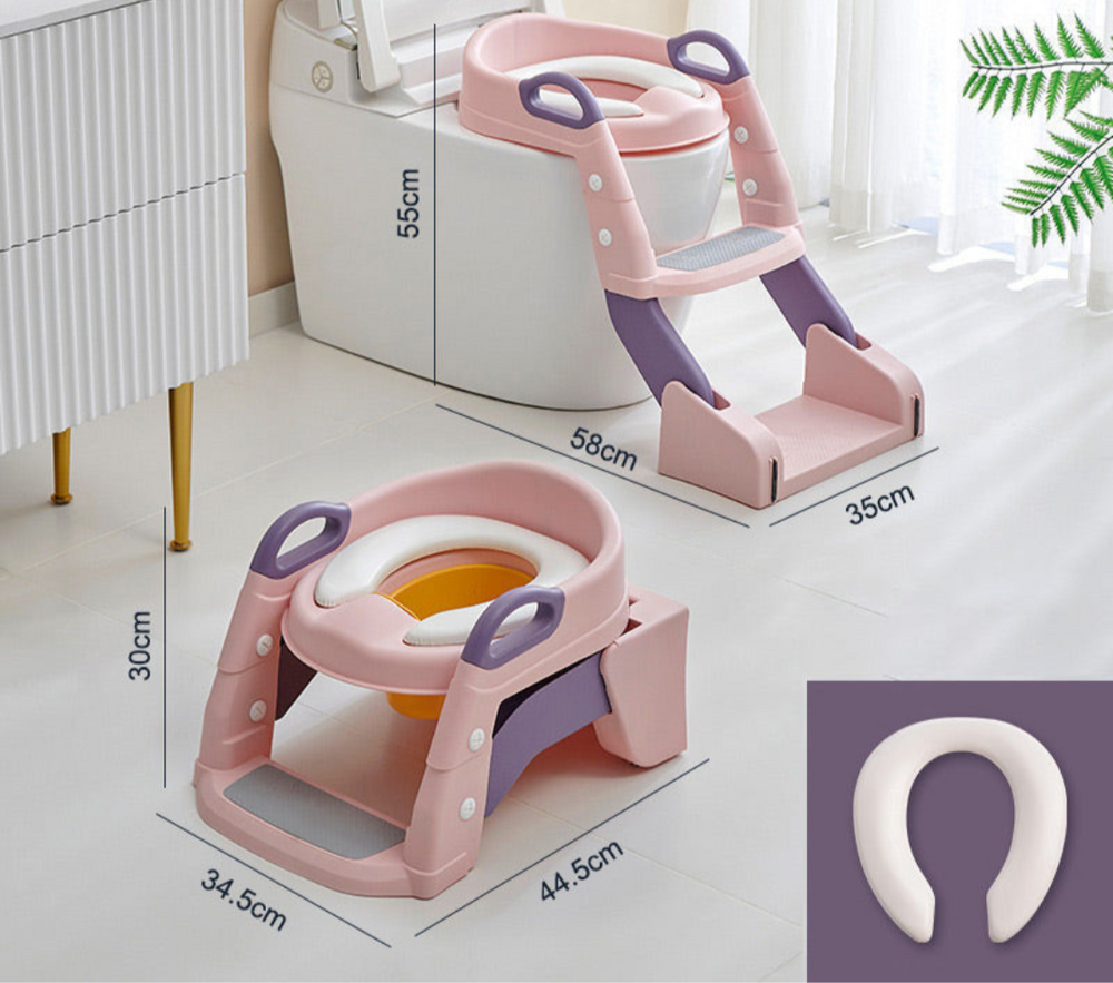 Nakładka na Toaletę ze Schodkami – Treningowa Nakładka WC z Antypoślizgowymi Stopniami (18m–6L)