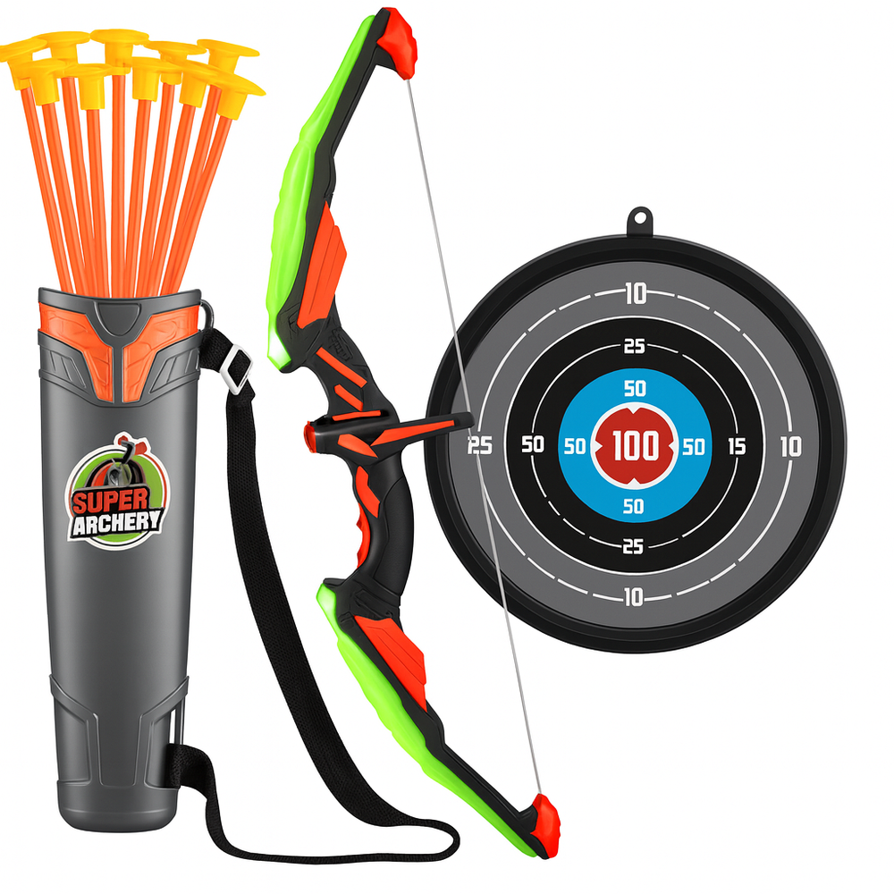 Dziecięcy Zestaw do Łucznictwa z Strzałkami na Przyssawki – Bezpieczna Zabawka Archery na Zewnątrz i do Domu
