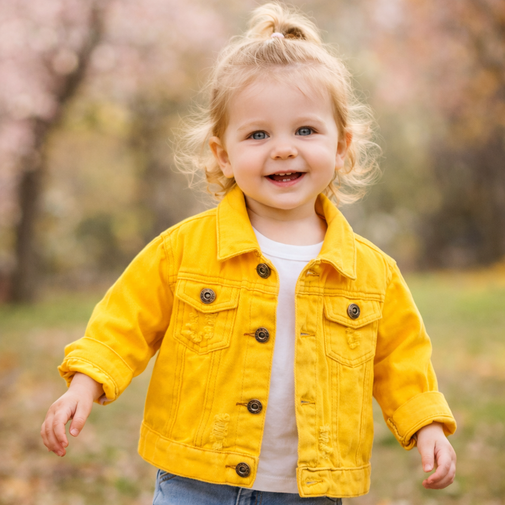 Dziecięca Kurtka Jeansowa Candy Color – Lekka Kurtka Denim | 6-12M-7L