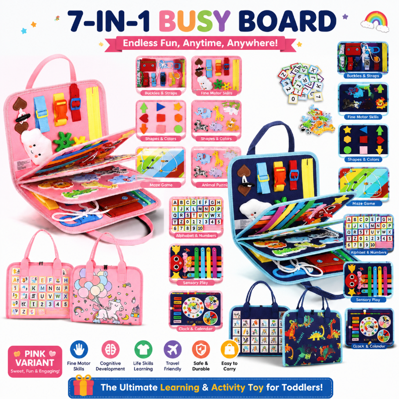 Busy Board Montessori – Tablica Edukacyjna dla Maluchów 7 w 1