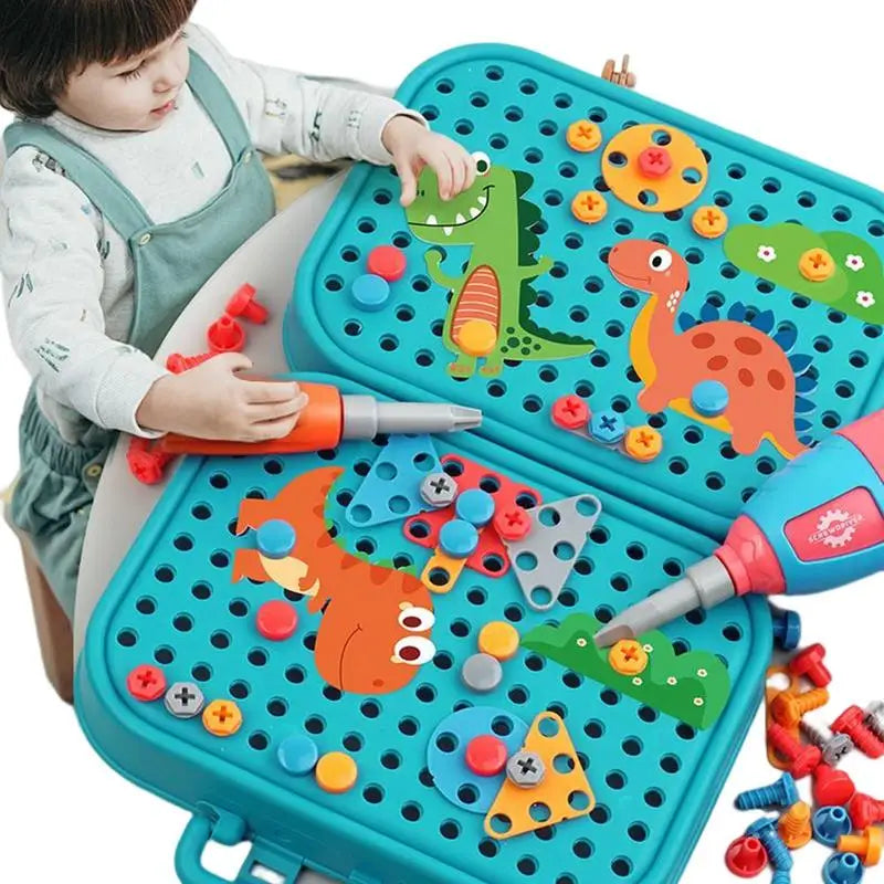 Zestaw Konstrukcyjny STEM Mozaika z Elektryczną Wiertarką – MegaMosaic Builder Set Kreatywna Zabawka 3+