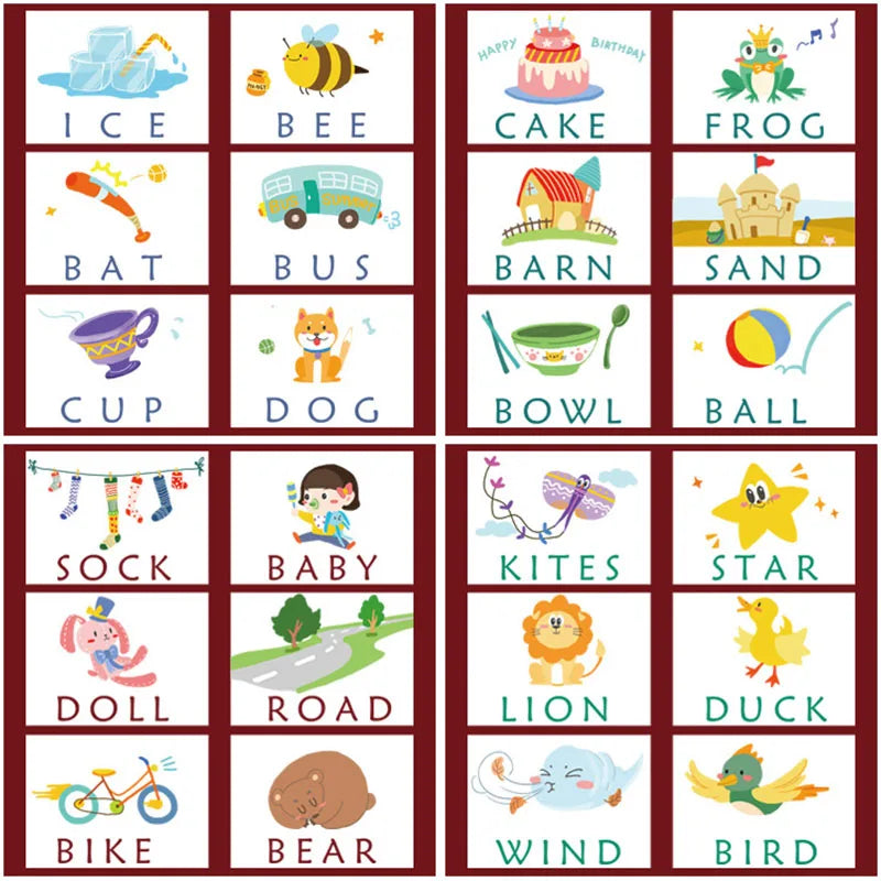 Montessori Drewniane Puzzle Językowe – Nauka Angielskiego z Edukacyjnymi Kartami Literowymi dla Dzieci (3+)