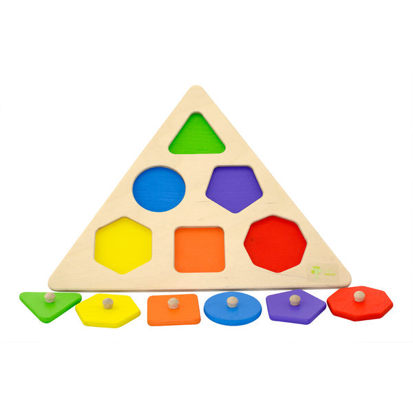 GeoPlay Shapes Drewniane Puzzle Geometryczne – Zabawka Edukacyjna dla Dzieci 3+